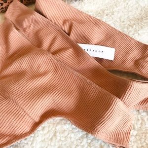 [Topshop] Tan High Waist Ribbed Thong NWT